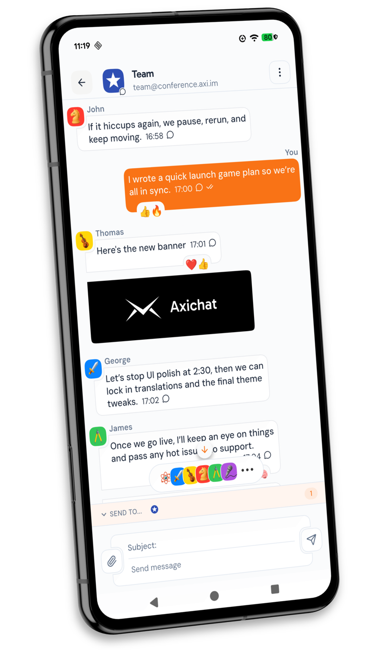 Axichat mobile screenshot 2 showing unified inbox flow